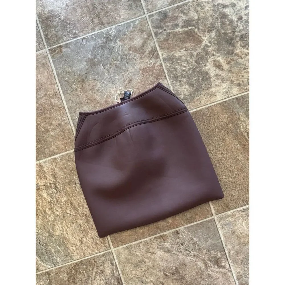 Skims Rubberized Scuba Swim Velcro Mini Skirt Cocoa Size XXS
